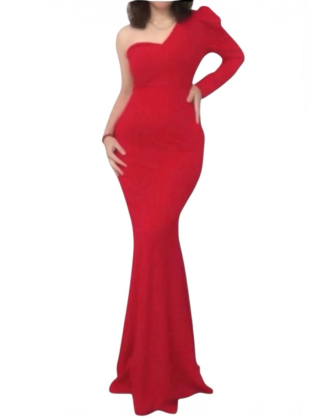 SHEIN Red One-Shoulder Mermaid Gown